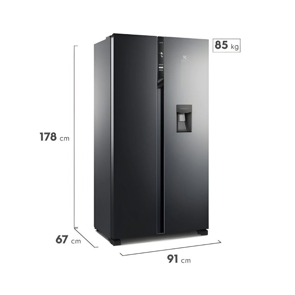 Refrigeradora Electrolux Side By Side 518 Lt Con Dispensador Black ERSA53K6HV6