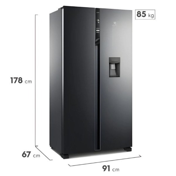 Refrigeradora Electrolux Side By Side 518 Lt Con Dispensador Black ERSA53K6HV6