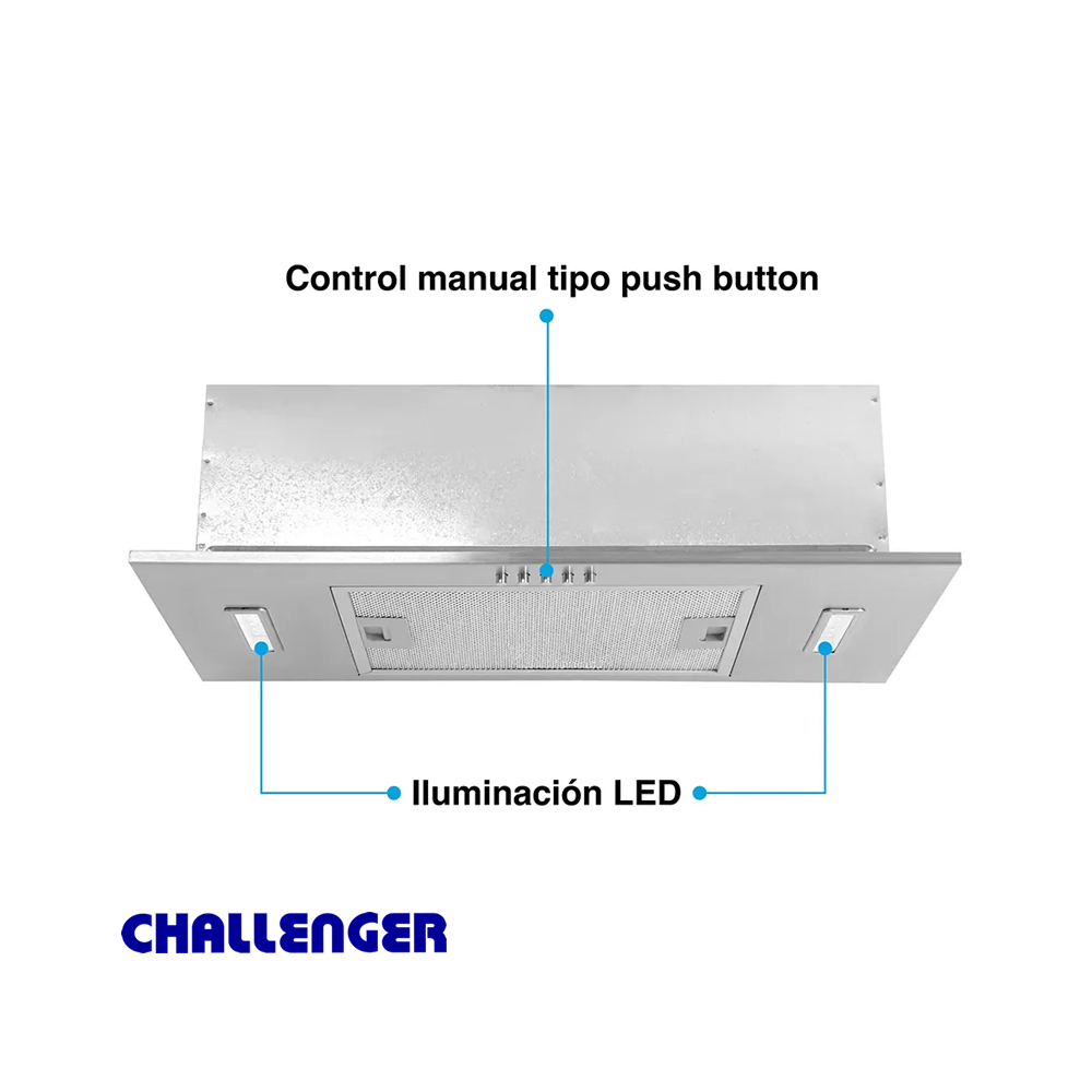 Canopio Extractor de Olores Challenger Empotrado 60cm de Acero Inoxidable CX4150