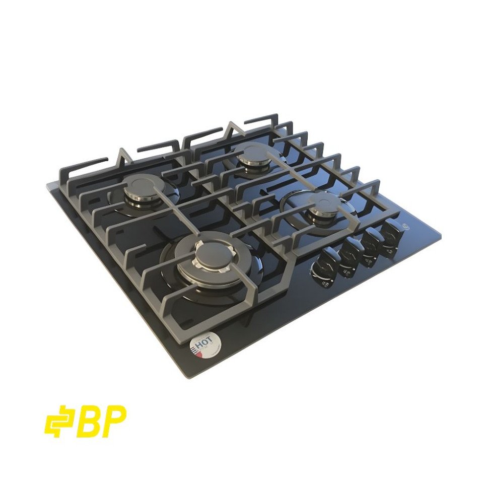 Encimera a Gas Empotrable BP 4Q Vidrio Ceramico Parrilla Hierro Fundido de 60cm  BARCELONA I