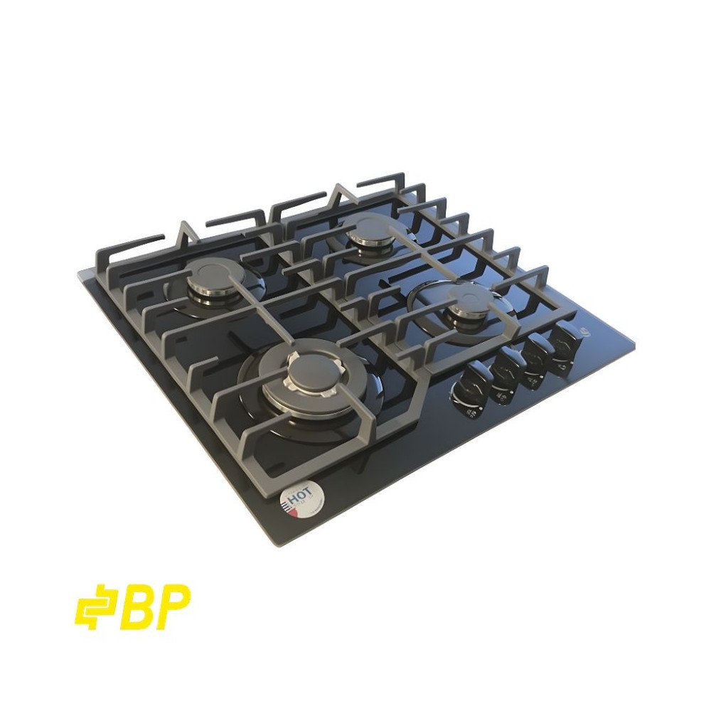 Encimera a Gas Empotrable BP 4Q Vidrio Ceramico Parrilla Hierro Fundido de 60cm  BARCELONA I