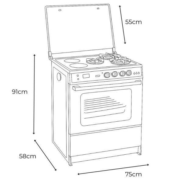 Cocina de Gas Ecoline 2 Inductores 3 Quemadores Eva Hibrida