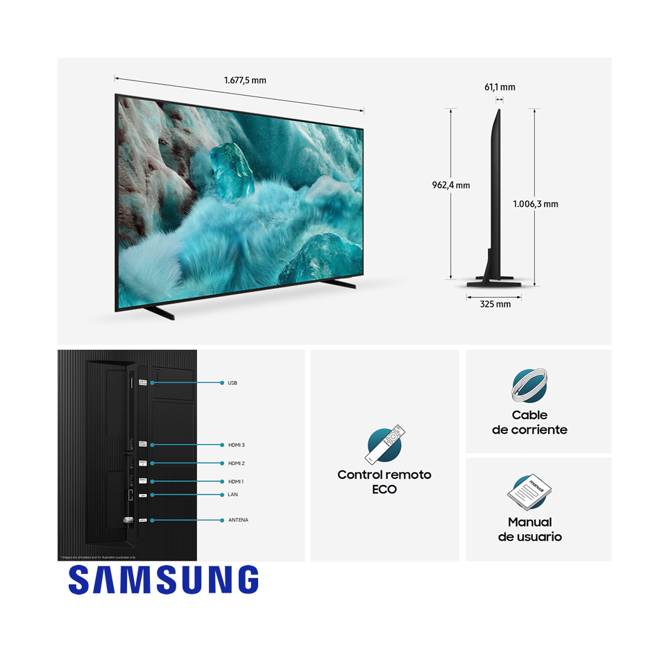 Televisor Samsung QLED 75″ Pulgadas UHD 4K Smart 2025 75Q7FA