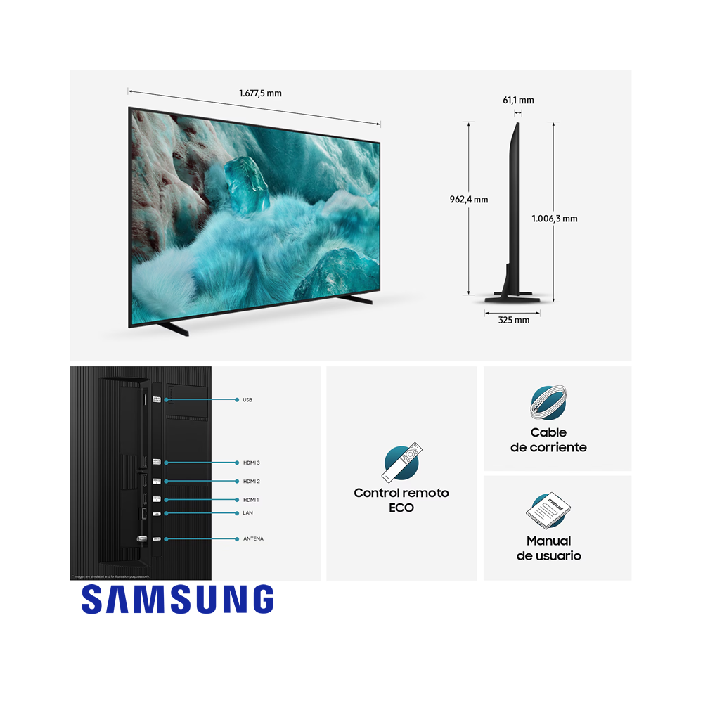 Televisor Samsung QLED 75″ Pulgadas UHD 4K 75Q7FA