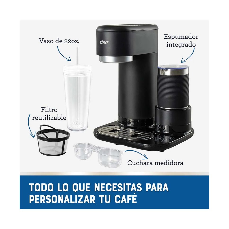 Cafetera Oster Latte 4 en 1 Con Espumador BVSTDC02B