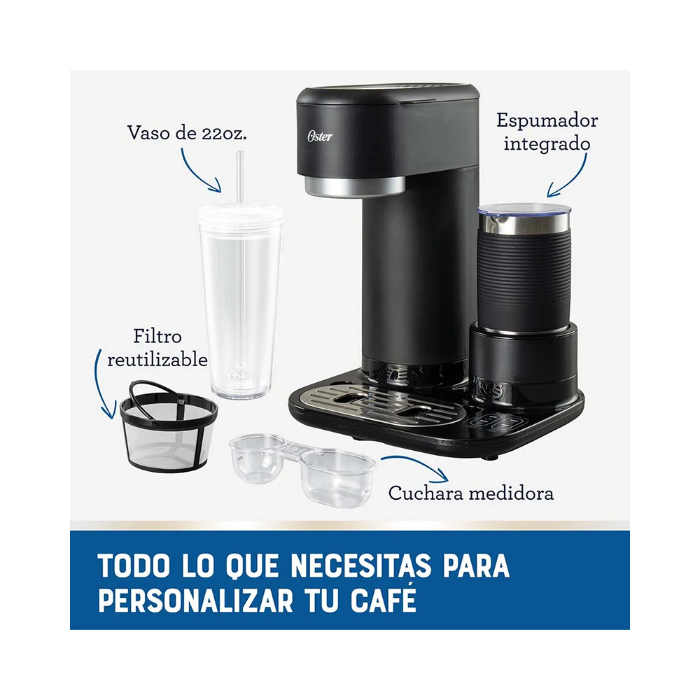 Cafetera Oster Latte 4 en 1 Con Espumador BVSTDC02B