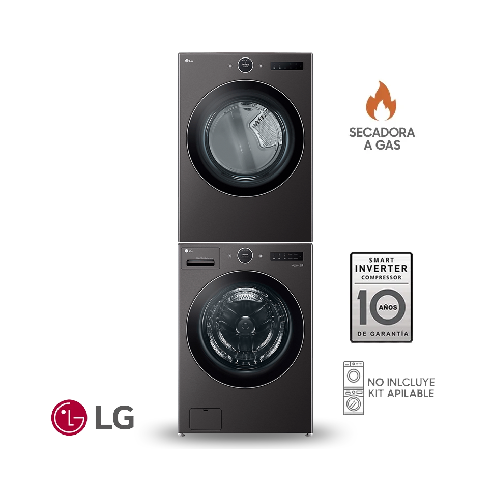 Combo Lavadora + Secadora de Gas LG 23 Kgs – 51 Lbs Inverter