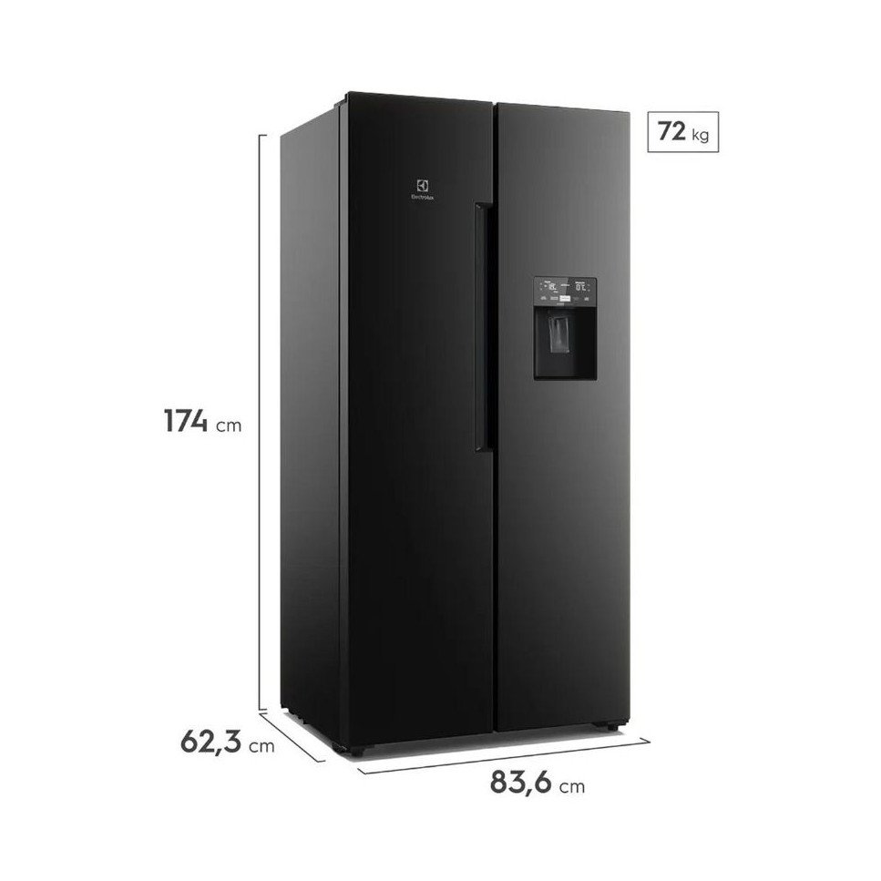 Refrigeradora Electrolux Side by Side 419L Full Black ERS45F3Q5EB