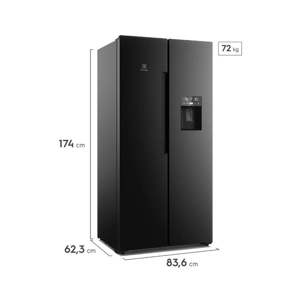 Refrigeradora Electrolux Side by Side 419L Full Black ERS45F3Q5EB