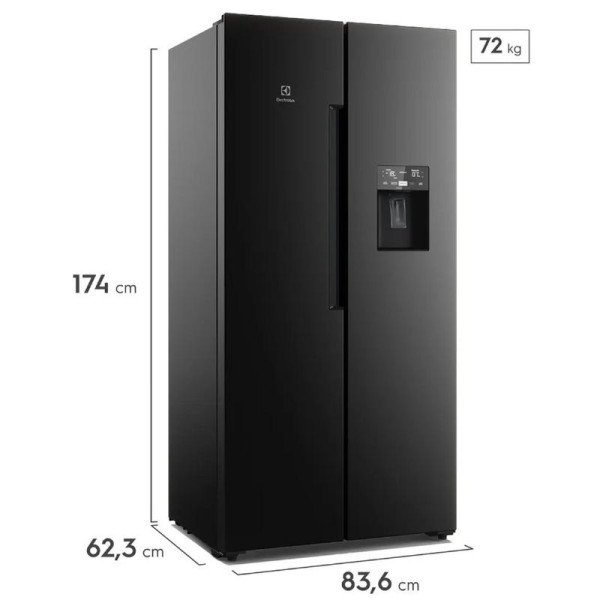 Refrigeradora Electrolux Side by Side 419L Full Black ERS45F3Q5EB