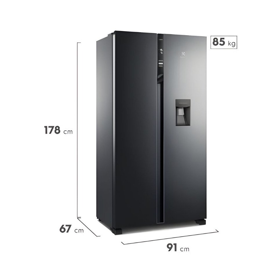 Refrigeradora Electrolux Side By Side 529 Lt Con Dispensador Black ERSA53K6HVB