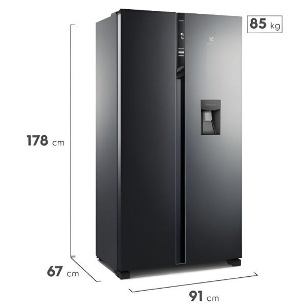 Refrigeradora Electrolux Side By Side 518 Lt Con Dispensador Black ERSA53K6HV6