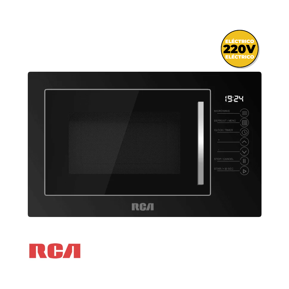 Microondas Empotrable RCA de 28 Litros Vidrio Negro – 60 cm TM28NSBGN