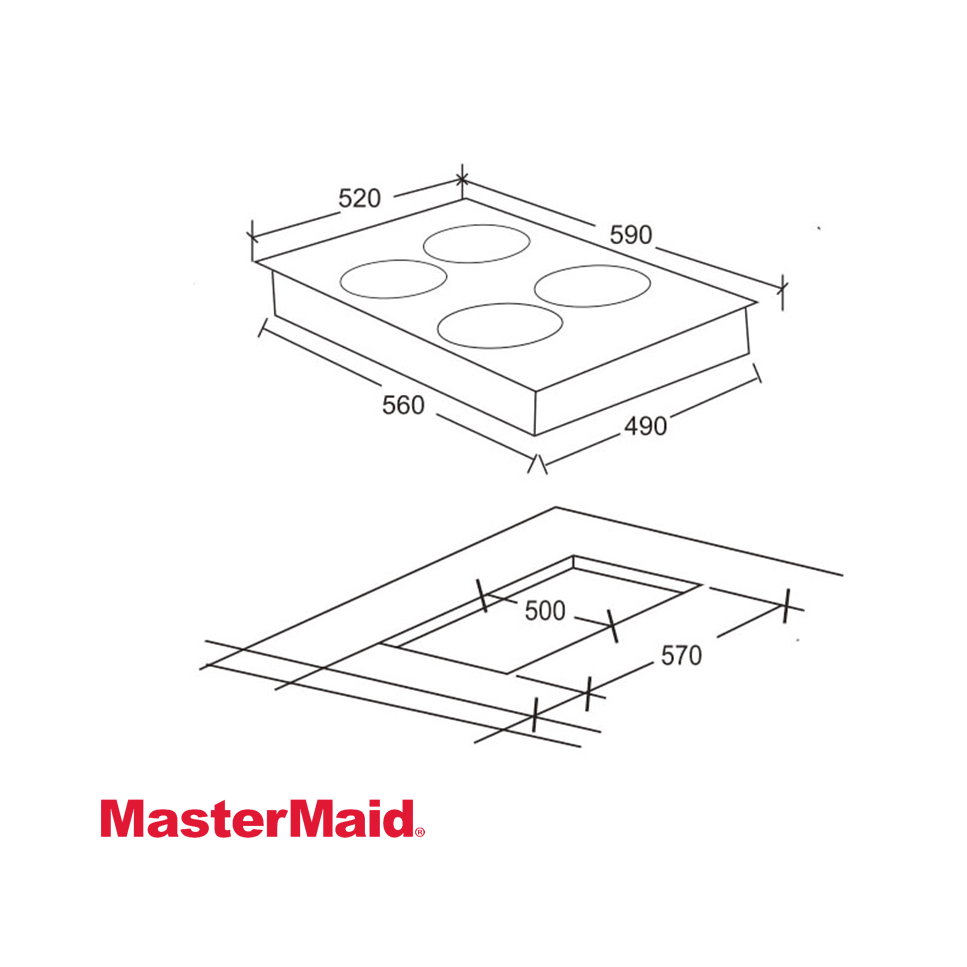 Encimera Electrica MasterMaid 4 Zonas 59cm 6200W Empotrable 87039