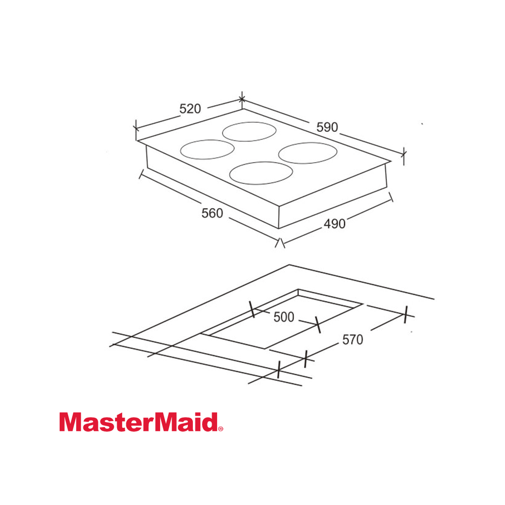Encimera Electrica MasterMaid 4 Zonas 59cm 6200W Empotrable 87039