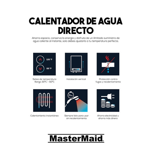 Calefón MasterMaid Electrico 220v Para 2 Puntos 66690