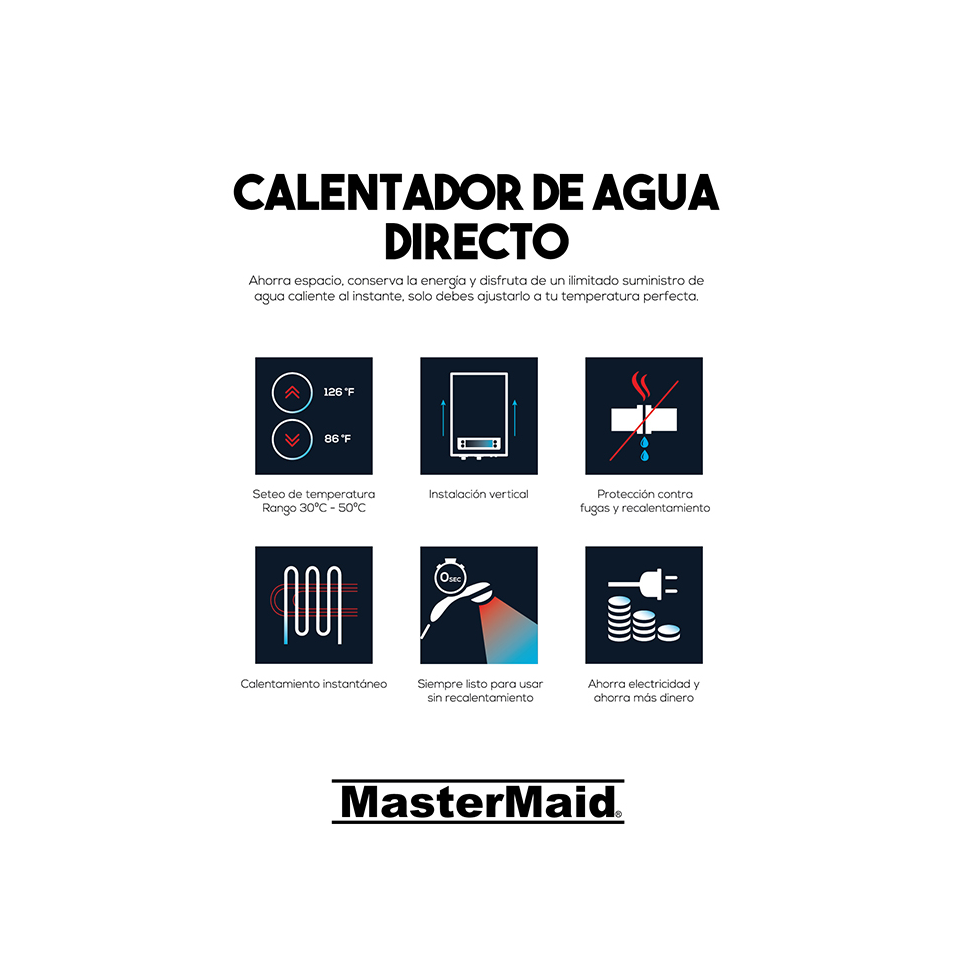 Calefón MasterMaid Electrico 220v Para 1 Punto 88616