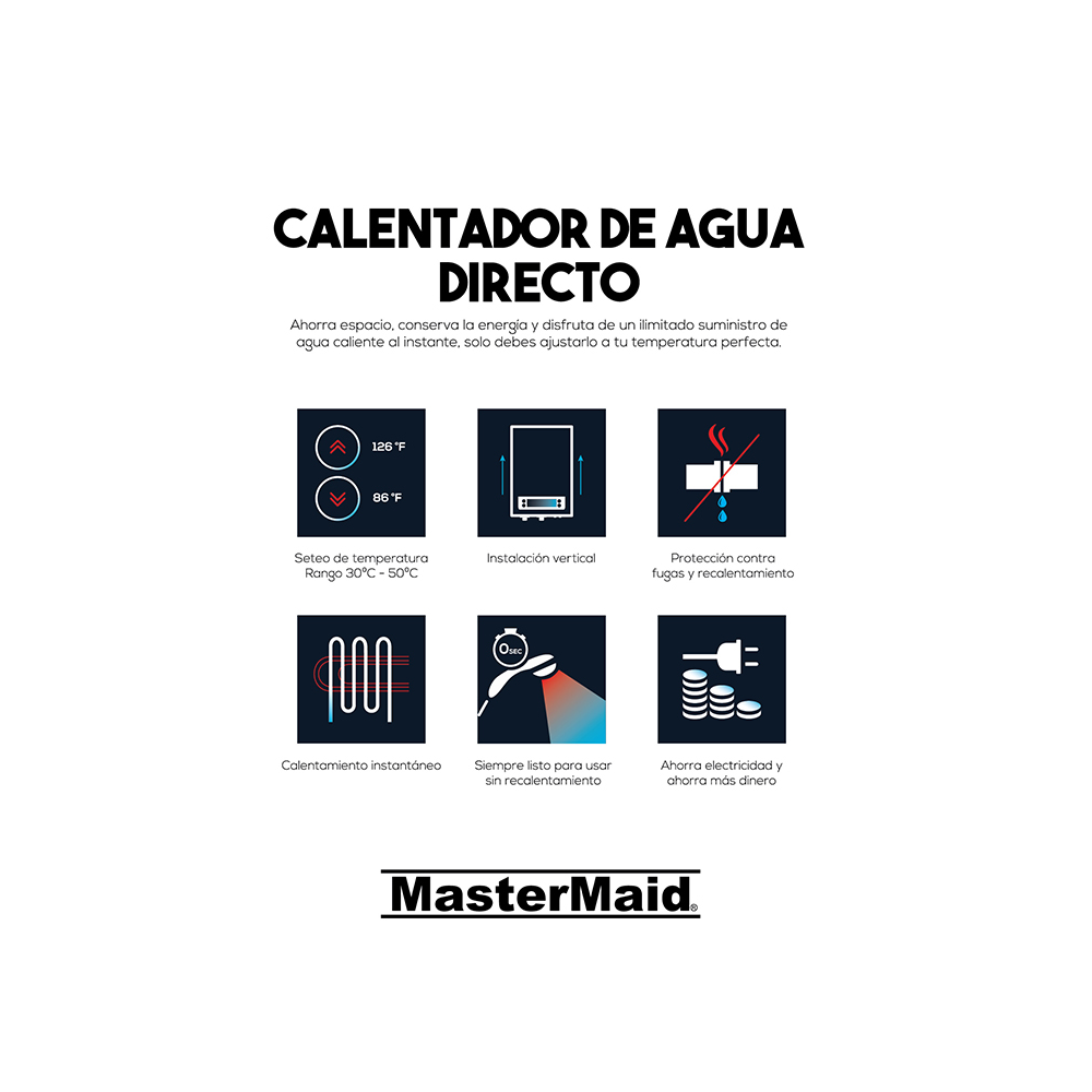 Calefón MasterMaid Electrico 220v Para 1 Punto 88616