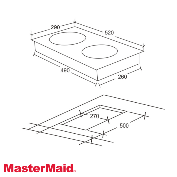 Encimera Electrica MasterMaid 2 Zonas 29cm 3200W 87038