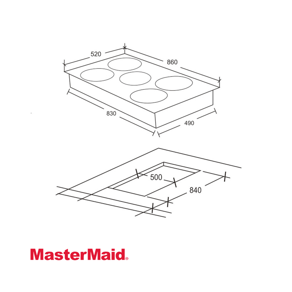 Encimera de Inducción MasterMaid 5 Zonas 86cm 900W Empotrable 105677