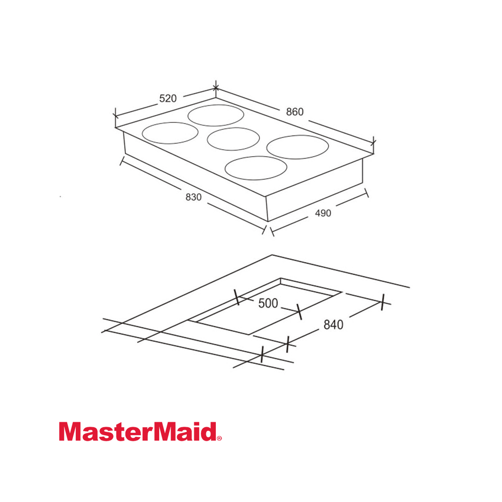 Encimera de Inducción MasterMaid 5 Zonas 86cm 900W Empotrable 105677