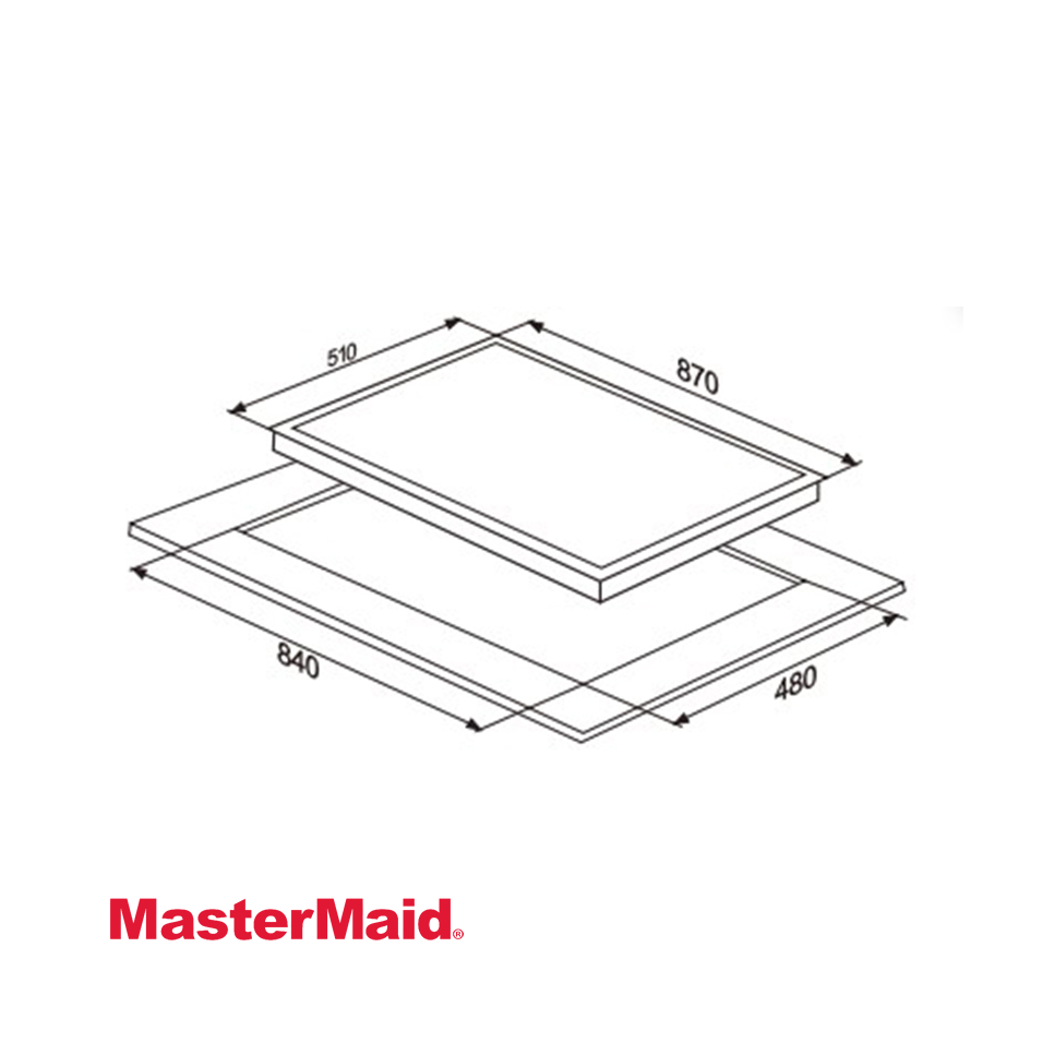 Encimera Empotrable Mixta MasterMaid 87cm de 3 Zonas de Gas + 2 Zonas de Inducción 96195