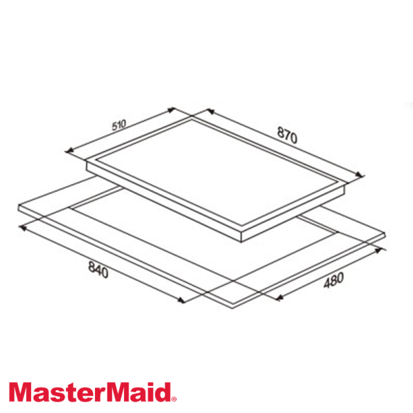 Encimera Empotrable Mixta MasterMaid 87cm de 3 Zonas de Gas + 2 Zonas de Inducción 96195