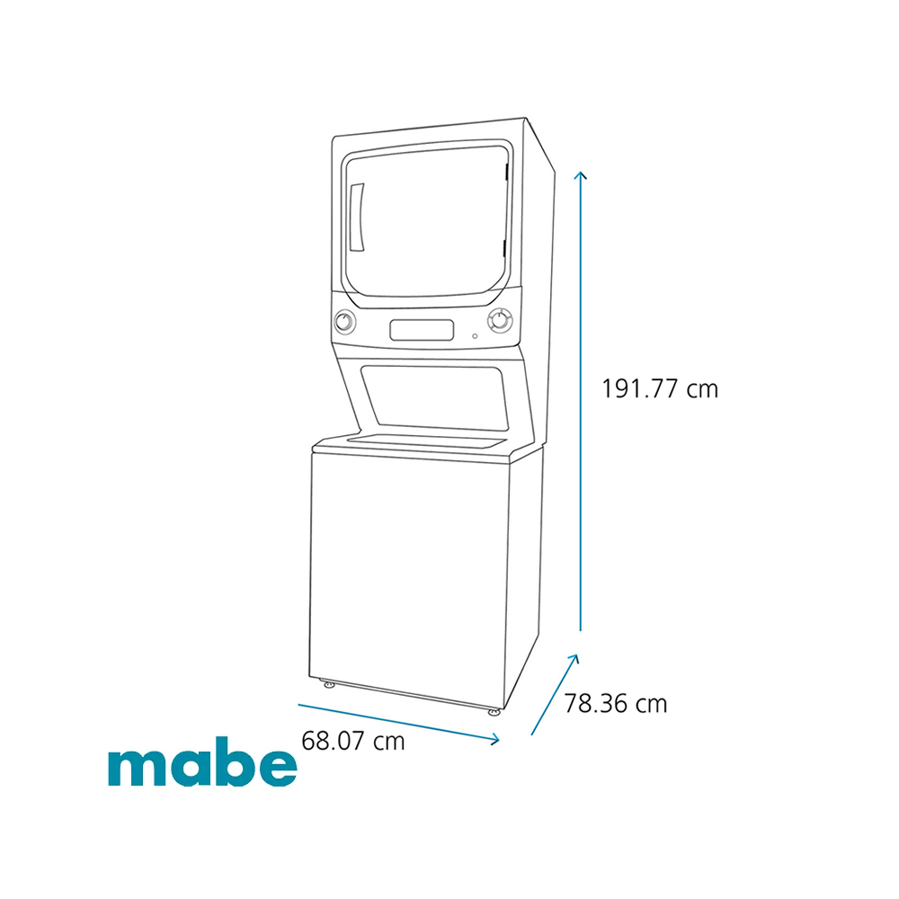 Torre de Lavado Mabe 24 Kgs – 53 Lbs Eléctrica 220v MCL2440EPDG0
