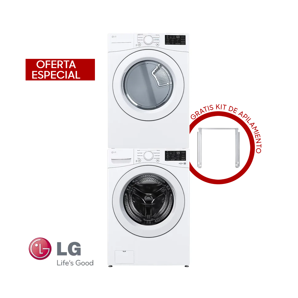 Combo Lavadora + Secadora Eléctrica LG 25 Kgs – 55 Lbs Inverter