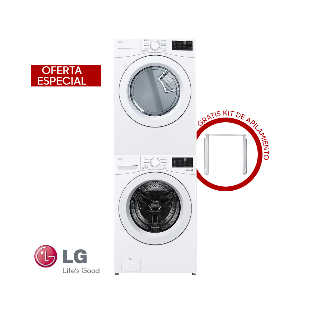 Combo Lavadora + Secadora Eléctrica LG 25 Kgs – 55 Lbs Inverter