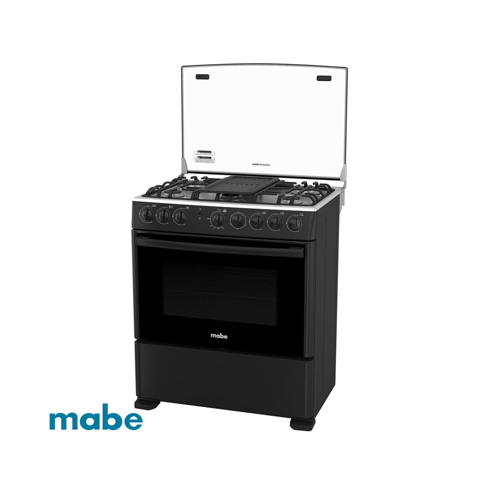 Cocina a Gas Mabe 6 Quemadores Color Negro CM3020FN0
