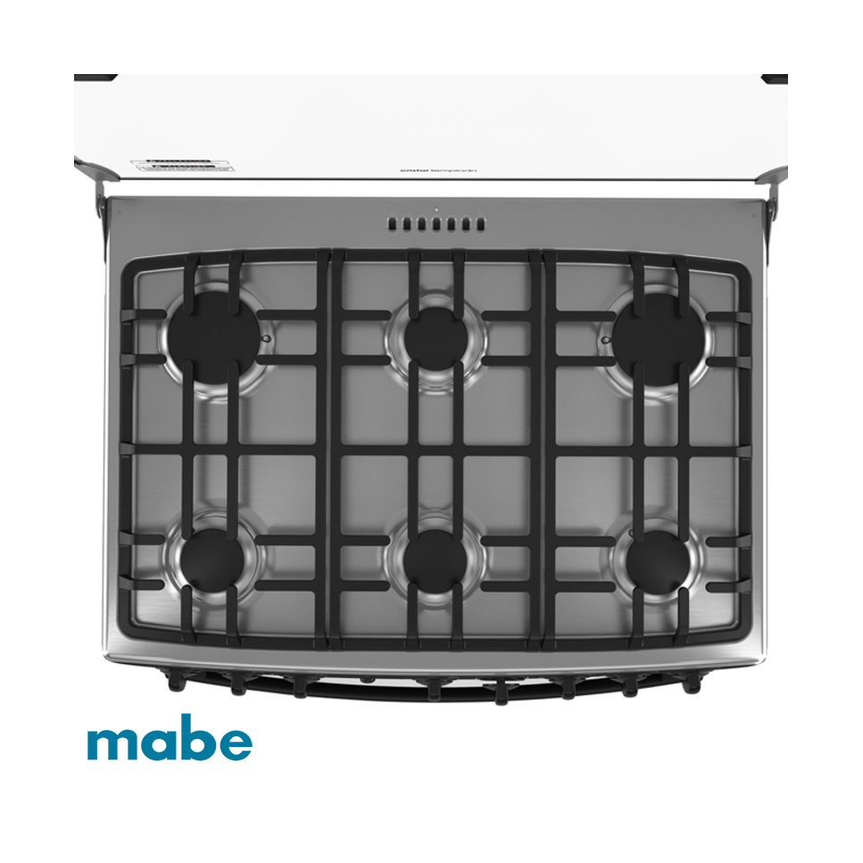 Cocina a Gas Mabe 6 Quemadores Color Negro CM3020FN0