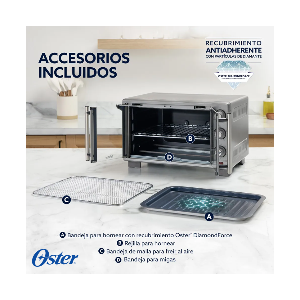 Horno Oster Con Freidora de Aire 25 Litros Puertas Francesas TSSTTV25