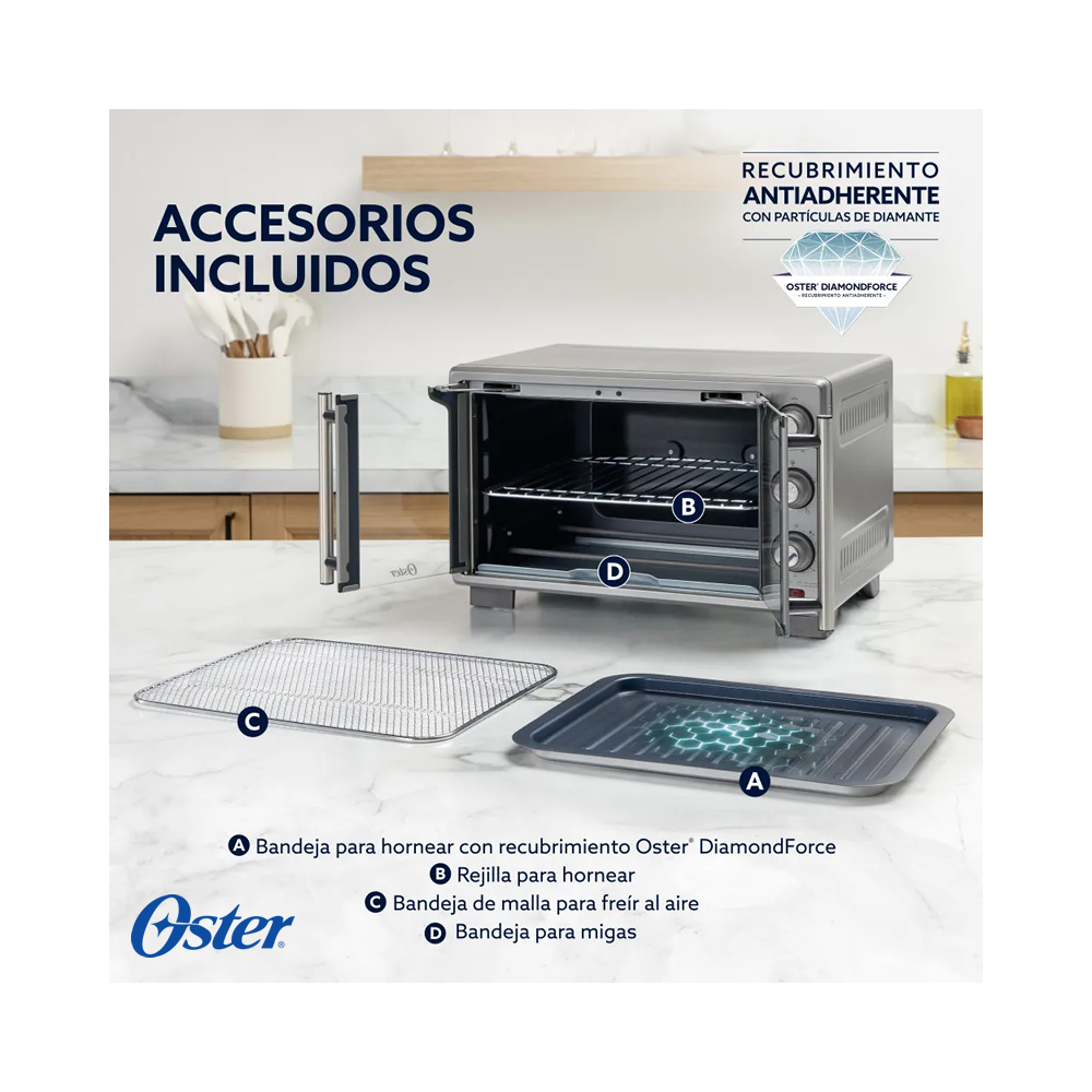 Horno Oster Con Freidora de Aire 25 Litros Puertas Francesas TSSTTV25