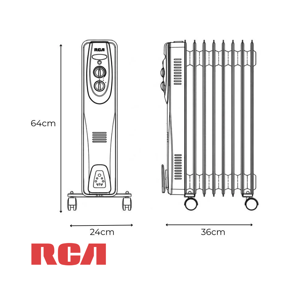 Calefactor de Aceite RCA Color Negro YL-B15-11B