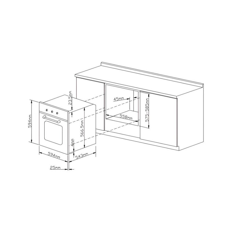 Horno Eléctrico Empotrable INNOVA Freidora de Aire – Convección 60cm 220V AF-F73NE