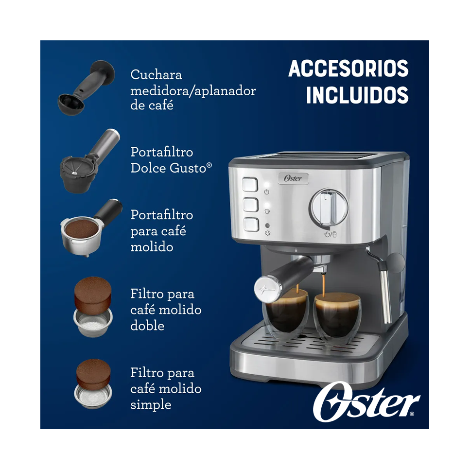 Cafetera Oster Compacta - Espresso, Latte y Capuchino BVSTEM5502