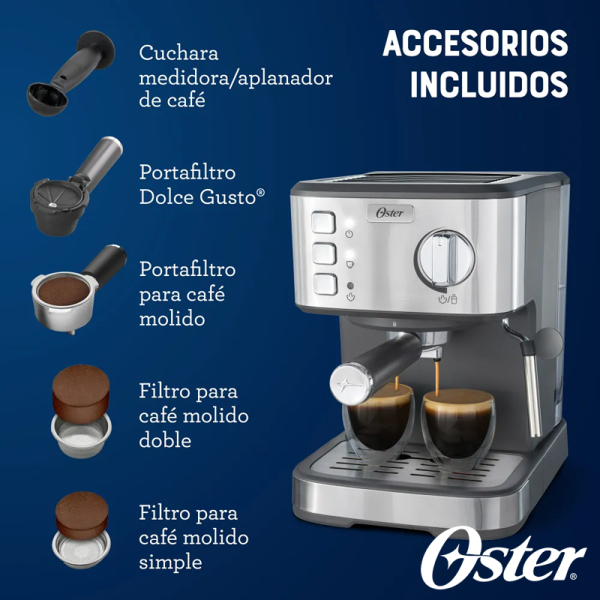 Cafetera Oster Compacta - Espresso, Latte y Capuchino BVSTEM5502