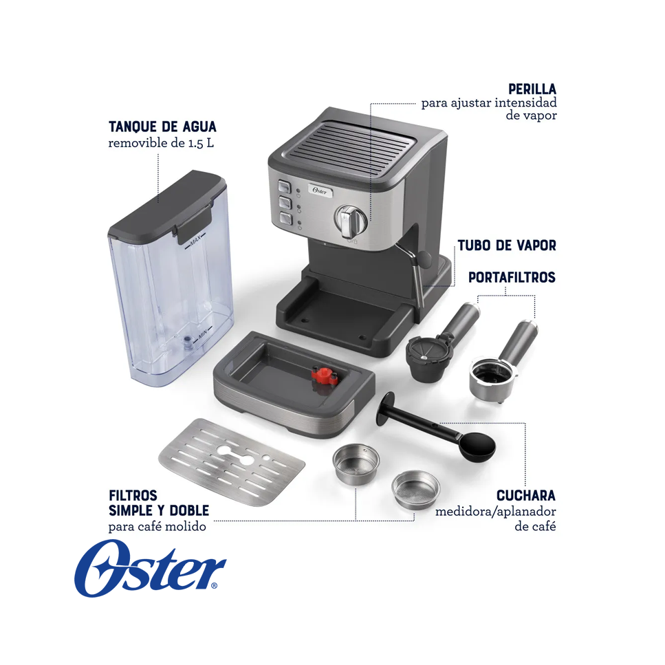 Cafetera Oster Compacta - Espresso, Latte y Capuchino BVSTEM5502