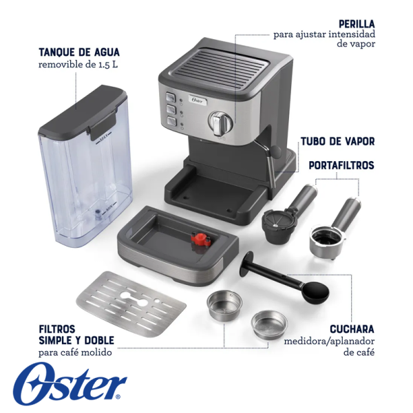Cafetera Oster Compacta - Espresso, Latte y Capuchino BVSTEM5502