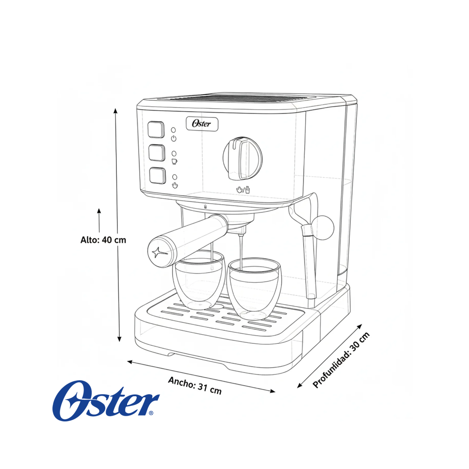 Cafetera Oster Compacta - Espresso, Latte y Capuchino BVSTEM5502