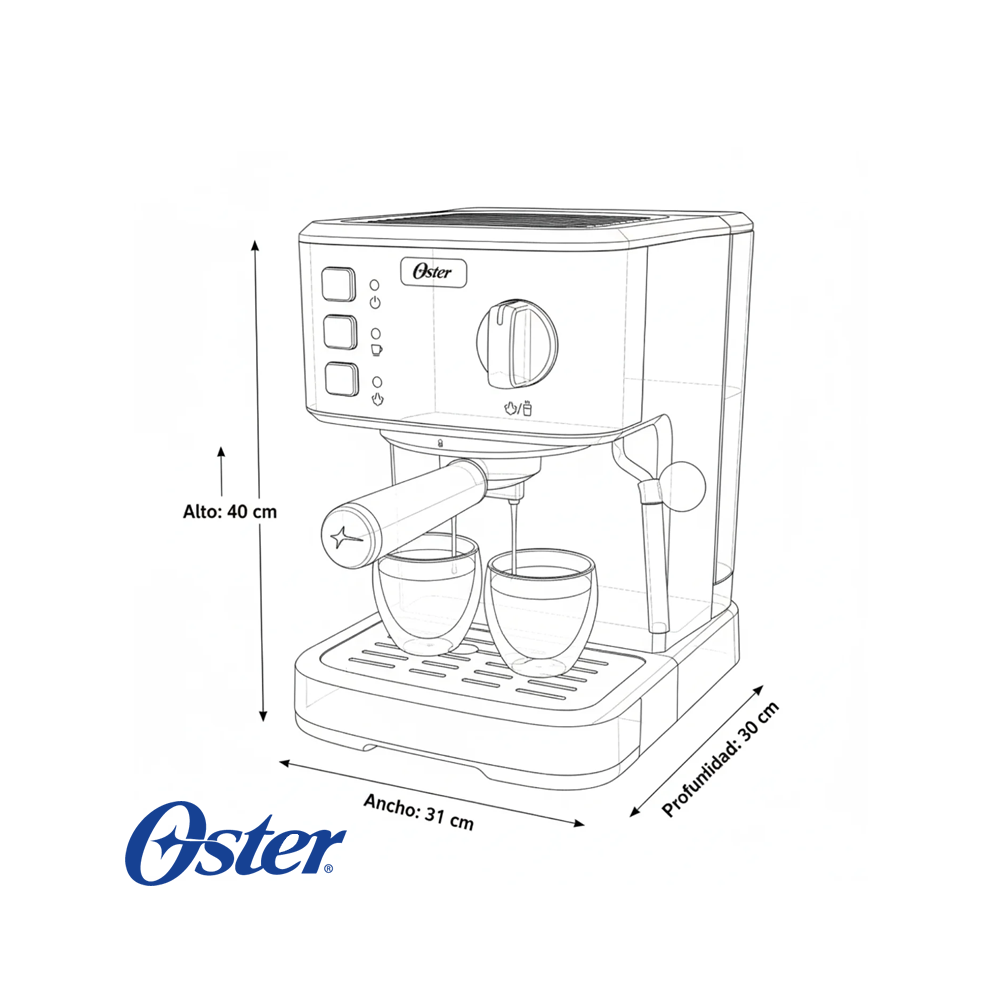 Cafetera Oster Compacta - Espresso, Latte y Capuchino BVSTEM5502