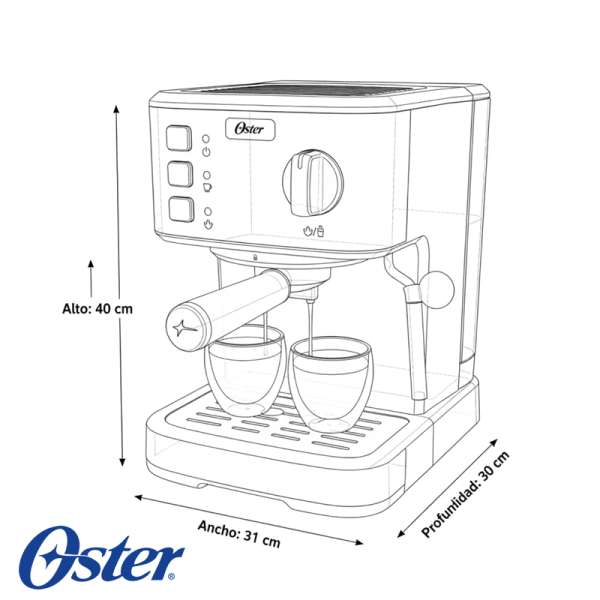 Cafetera Oster Compacta - Espresso, Latte y Capuchino BVSTEM5502