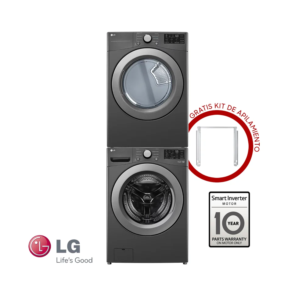 Combo Lavadora + Secadora Eléctrica LG 25 Kgs – 55 Lbs Inverter