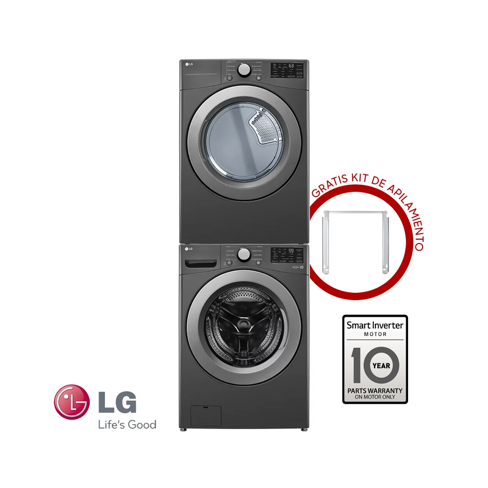 Combo Lavadora + Secadora Eléctrica LG 25 Kgs – 55 Lbs Inverter