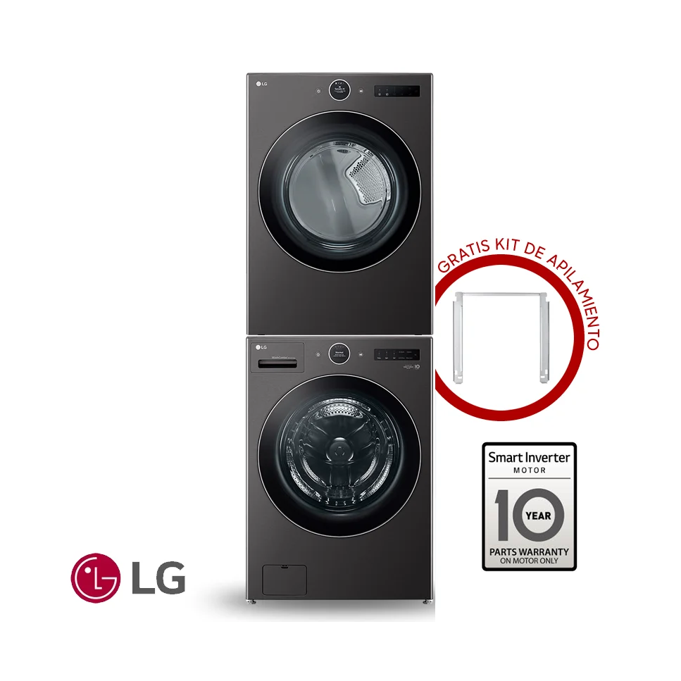 Combo Lavadora + Secadora Electrica LG 23 Kgs – 51 Lbs Inverter