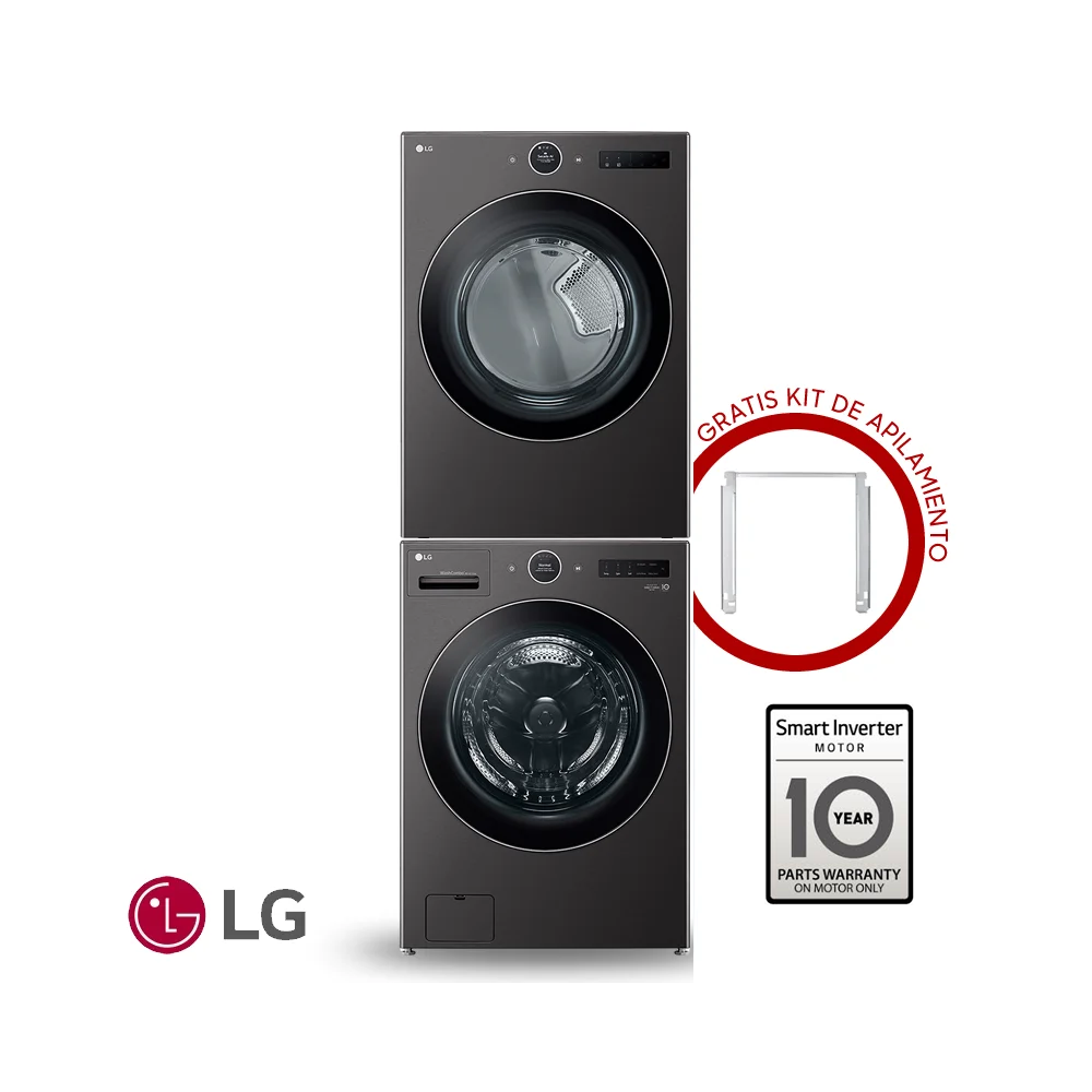 Combo Lavadora + Secadora Electrica LG 23 Kgs – 51 Lbs Inverter