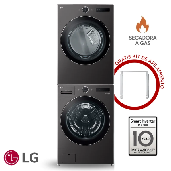 Combo Lavadora + Secadora Electrica LG 23 Kgs – 51 Lbs Inverter