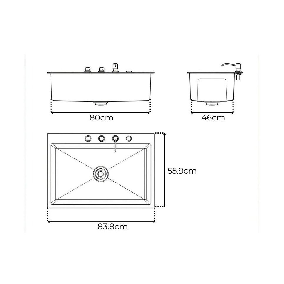 Fregadero BP de 1 Pozo Sobre Mesón Acero Negro DAKOTA