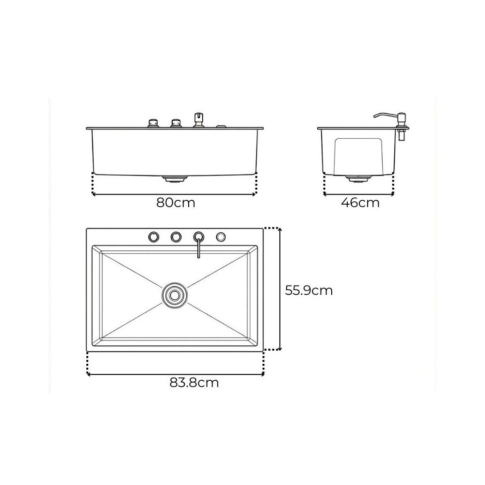 Fregadero BP de 1 Pozo Sobre Mesón Acero Negro DAKOTA
